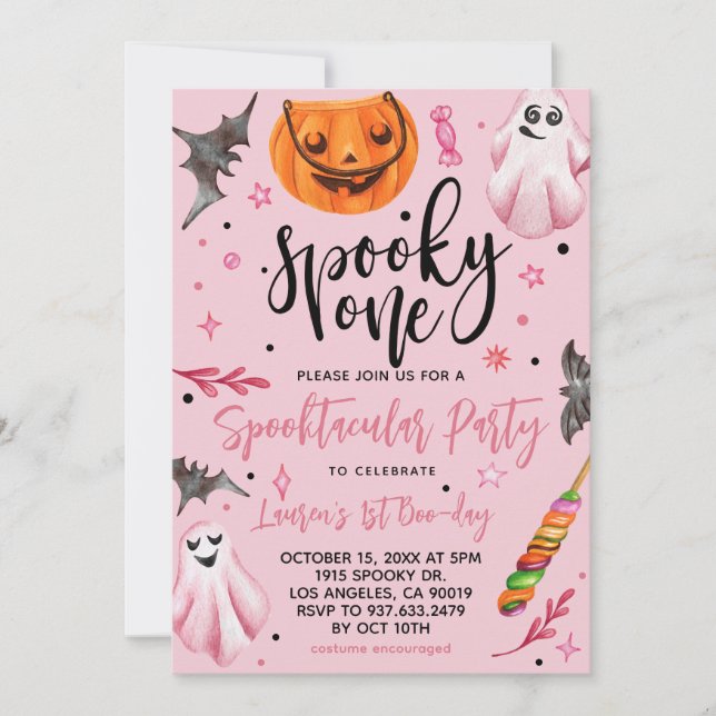 Spooky One Halloween 1:a födelsedagen Inbjudningar (Framsida)