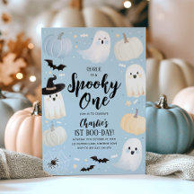 Spooky One Halloween 1 Birthday Boy Blue Ghost