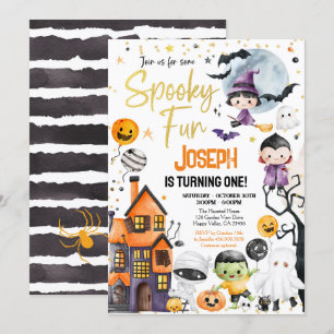 Spooky One Halloween 1 Birthday Costume Party Inbjudningar