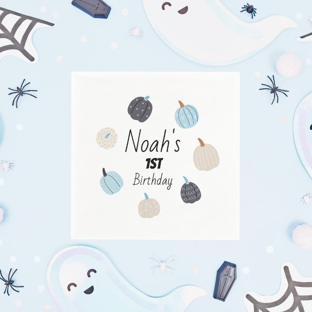 Spooky One | Halloween BDay Napkins | Blå pumpa Pappersservett (Skapare uppladdad)