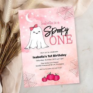 Spooky One Halloween Birthday Girly Ghost Inbjudningar