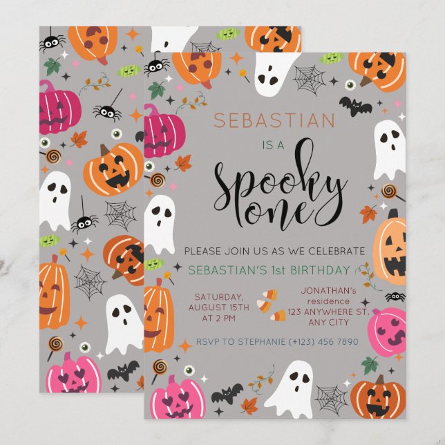 Spooky One Halloween Birthday Inbjudningar (Fram/baksida)