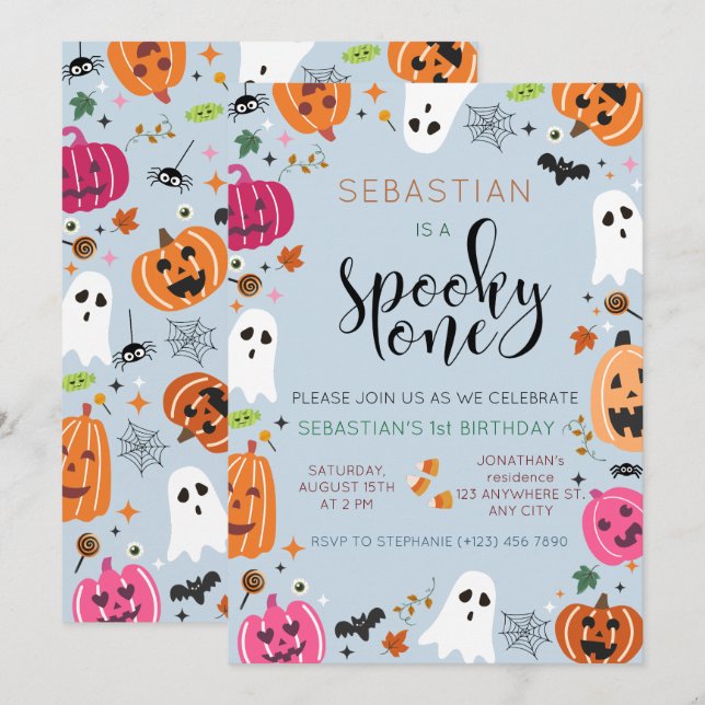 Spooky One Halloween Birthday Inbjudningar (Fram/baksida)