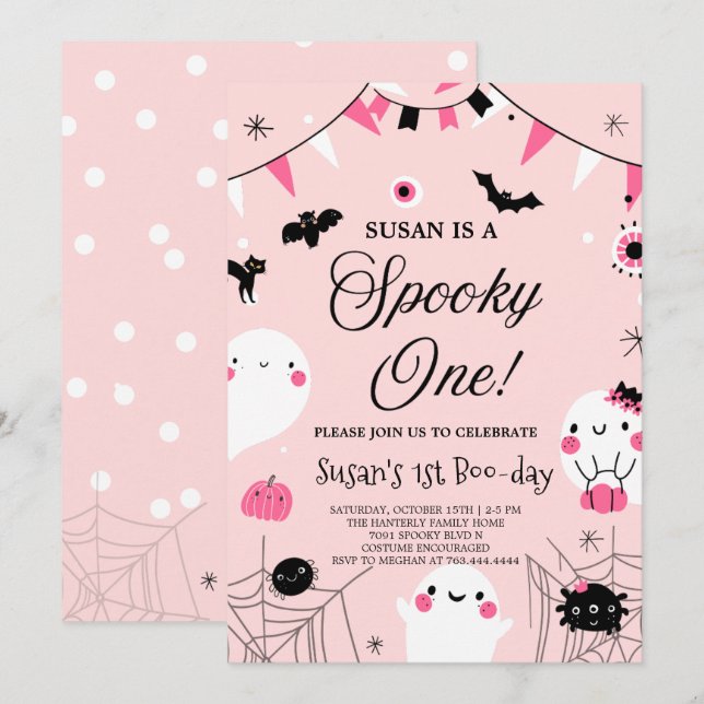 Spooky One Halloween Birthday Inbjudningar (Fram/baksida)