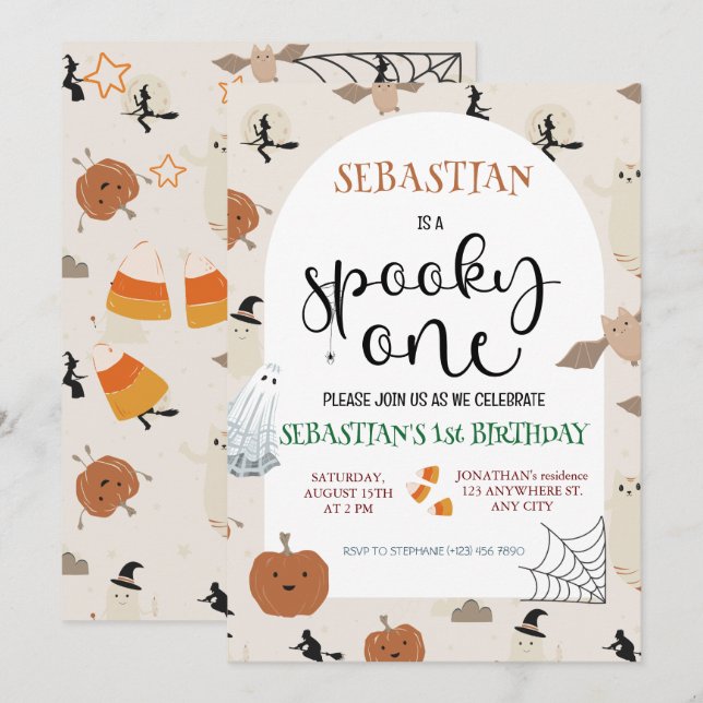 Spooky One Halloween Birthday Inbjudningar (Fram/baksida)