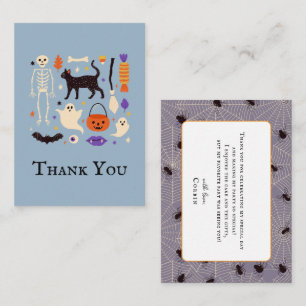 Spooky One Halloween Blue 1st Birthday Tack Anteckningskort