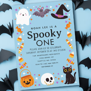 Spooky One Halloween Boys 1:a födelsedagen Inbjudningar