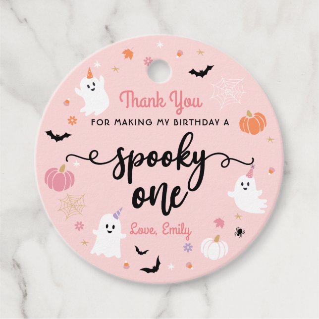Spooky One Halloween Cute Ghost 1:a födelsedagen Gåvor Etiketter (Framsida)