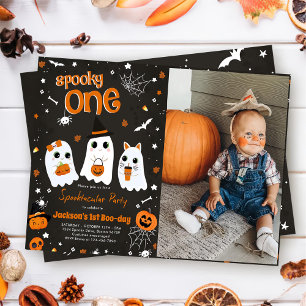 Spooky One Halloween Cute Ghost 1:a födelsedagen Inbjudningar