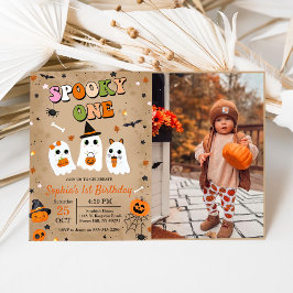 Spooky One Halloween Cute Ghost 1:a födelsedagen Inbjudningar