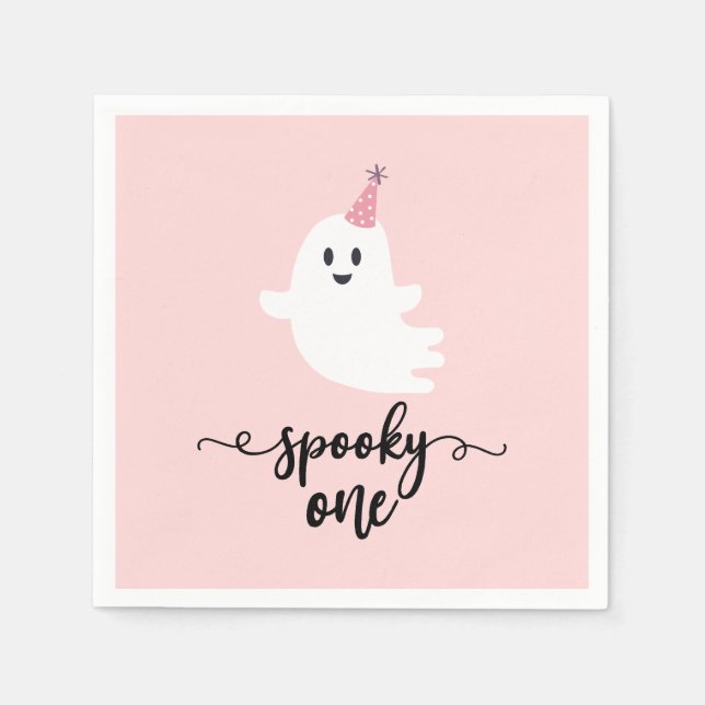 Spooky One Halloween Cute Ghost 1:a födelsedagen Pappersservett (Framsidan)
