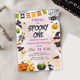 Spooky One Halloween Cute Ghost Födelsedagsfest Inbjudningar