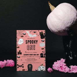 Spooky One Halloween-flicka första födelsedagsfest Inbjudningar