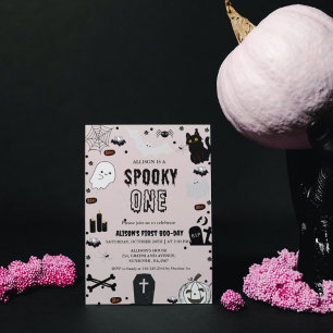Spooky One Halloween-flicka första födelsedagsfest Inbjudningar