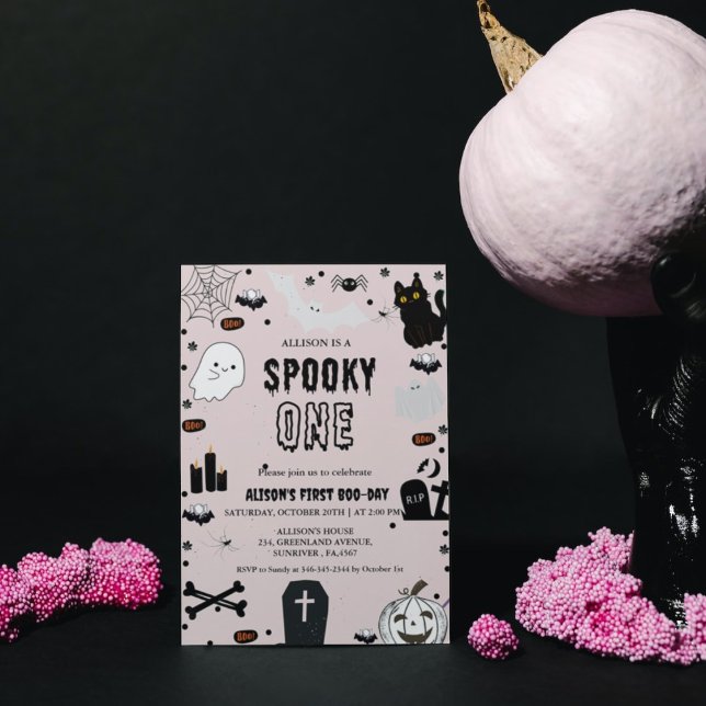 Spooky One Halloween-flicka första födelsedagsfest Inbjudningar (Skapare uppladdad)