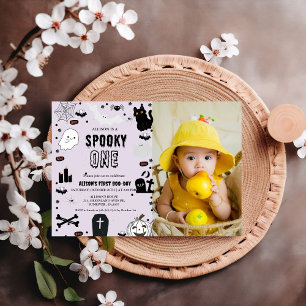 Spooky One Halloween-flicka första födelsedagsfest Inbjudningar