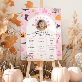 Spooky One Halloween-födelsedagsfoto rosa Mileston Poster