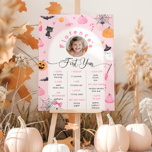 Spooky One Halloween-födelsedagsfoto rosa Mileston Poster