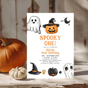 Spooky One Halloween Första födelsedag Inbjudningar