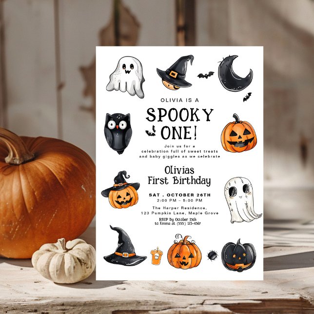 Spooky One Halloween Första födelsedag Inbjudningar (Skapare uppladdad)