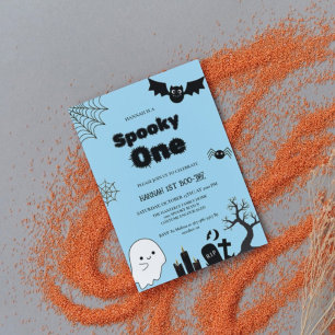 Spooky one Halloween, första födelsedagsfesten Inbjudningar