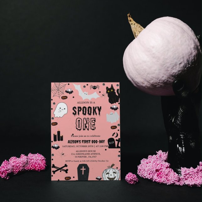 Spooky One Halloween första födelsedagsfesten Inbjudningar (Skapare uppladdad)