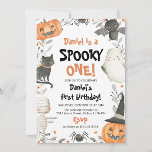 Spooky One Halloween Ghost 1 Birthday-inbjudan Inbjudningar