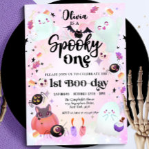 Spooky One Halloween Ghost 1 Birthday-inbjudan