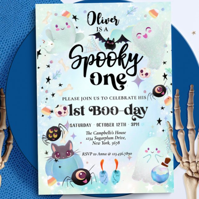Spooky One Halloween Ghost 1 Birthday Inbjudningar (Skapare uppladdad)