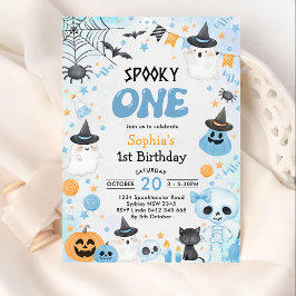 Spooky One Halloween Ghost 1 Birthday Inbjudningar