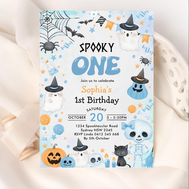Spooky One Halloween Ghost 1 Birthday Inbjudningar (Skapare uppladdad)
