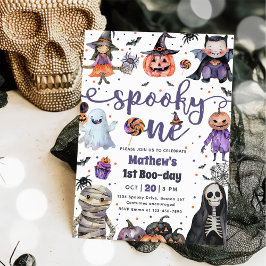 Spooky One Halloween Ghost 1 Birthday Party Inbjudningar