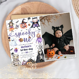 Spooky One Halloween Ghost 1 Birthday Photo Inbjudningar