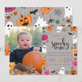 Spooky One Halloween Ghost 1 Birthday Photo Inbjudningar