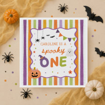 Spooky One Halloween Ghost 1st Birthday Napkins