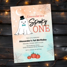 Spooky One Halloween Ghost Boys 1st Birthday Party