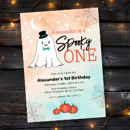 Spooky One Halloween Ghost Boys 1st Birthday Party Inbjudningar