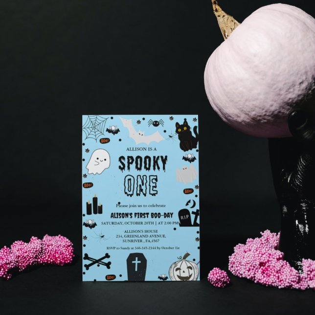 Spooky One Halloween Ghost-flicka 1:a födelsedagen Inbjudningar (Skapare uppladdad)