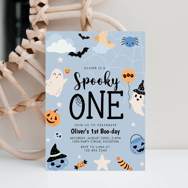 Spooky One Halloween Ghost-pojken Birthday Inbjudningar (Skapare uppladdad)