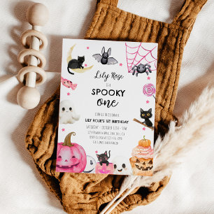 Spooky One Halloween Girl 1:a födelsedagen Inbjudningar