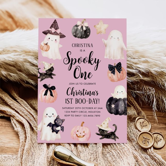 Spooky One Halloween Girl 1st Birthday Party Inbjudningar (Skapare uppladdad)