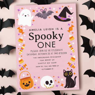 Spooky One Halloween Girls första födelsedag Inbjudningar