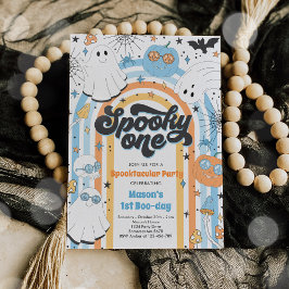 Spooky One Halloween Groovy Ghost 1:a födelsedagen Inbjudningar