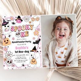 Spooky One Halloween Groovy Ghost 1:a födelsedagen Inbjudningar