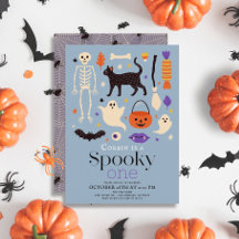 Spooky One Halloween Motifs Blue 1:a födelsedag