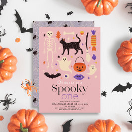 Spooky One Halloween Motifs Rosa 1:a födelsedagen Inbjudningar