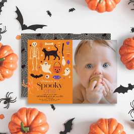 Spooky One Halloween Orange 1:a födelsedagsfoto Inbjudningar
