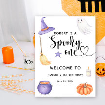 Spooky One Halloween Välkommen till första födelse