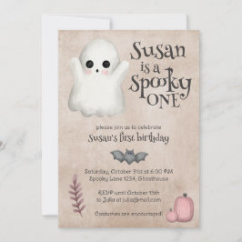 Spooky One Kawaii Ghost Halloween Birthday Inbjudningar