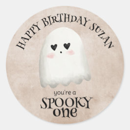 Spooky One Kawaii Ghost Halloween Birthday Runt Klistermärke